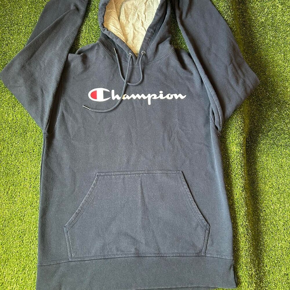Champion Men's Navy and Black Hoodie